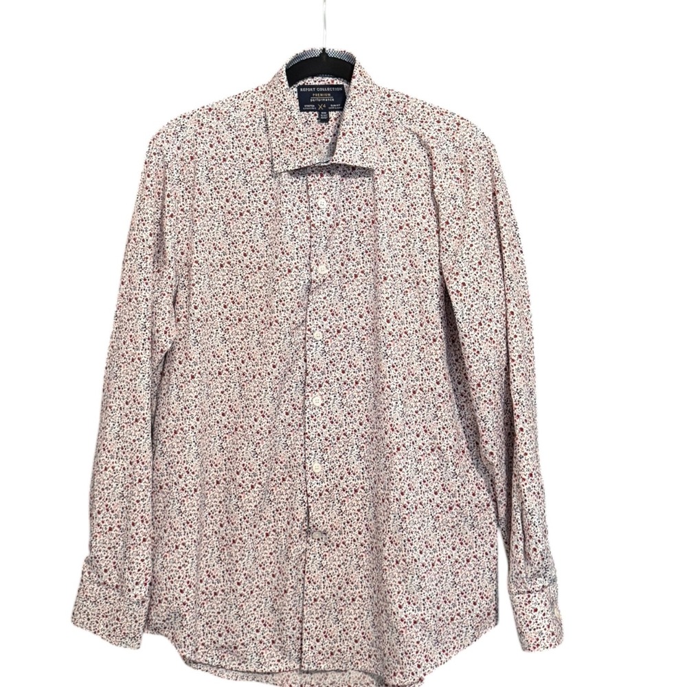 Report Collection Premium Performance X4 Slim Fit Floral Stretch Shirt Mens M